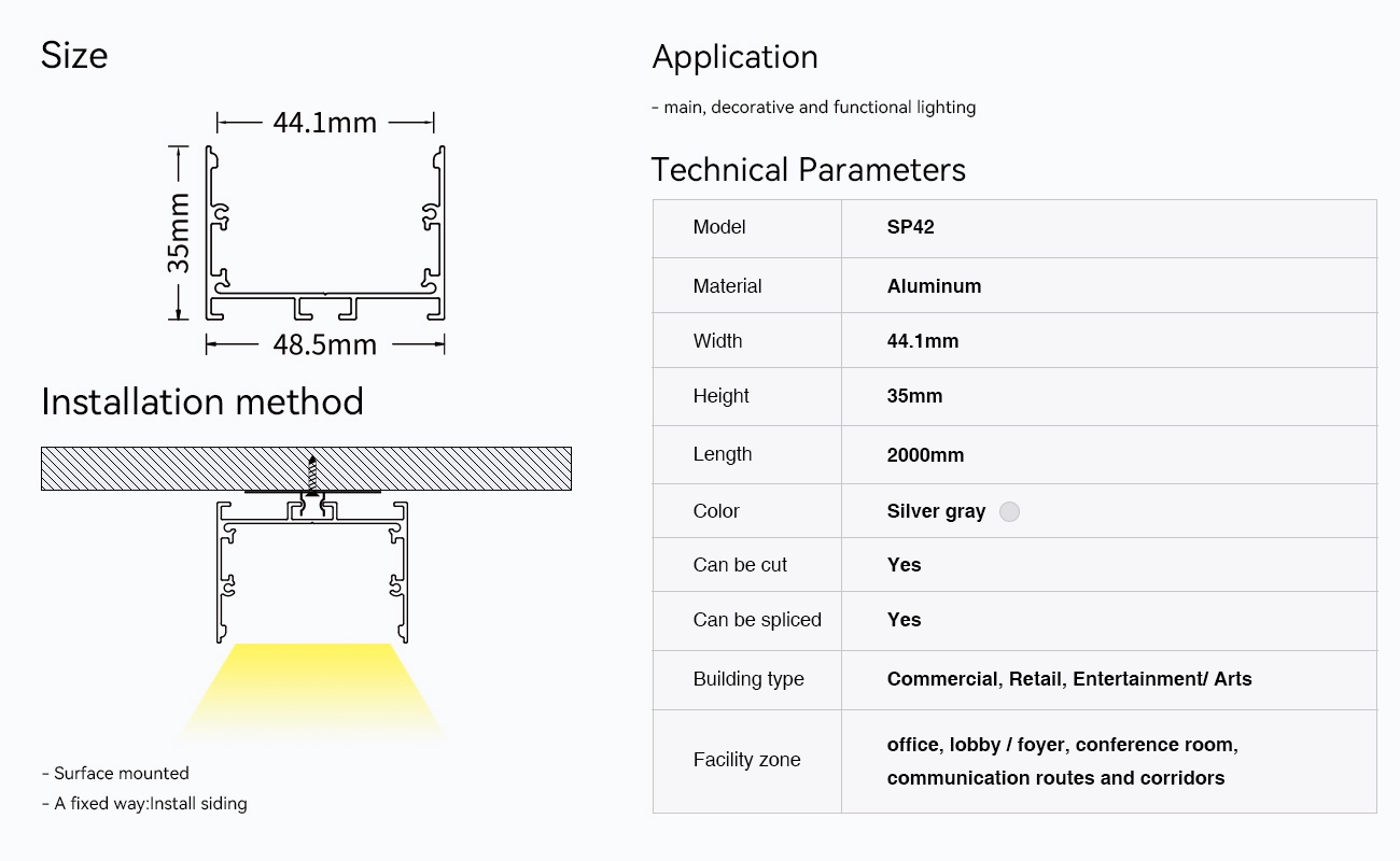 LED Aluminum Channel L2000×48.5×35mm - SP42-Surface Mount LED Channel--09