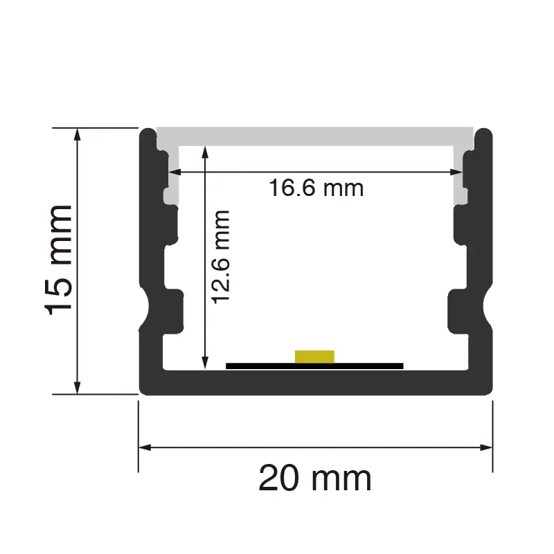 Canal LED din aluminiu L2000×20×15mm - SP24-Canal LED încastrat--SP24