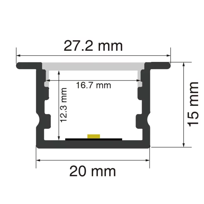 Canal de alumínio LED L2000×27.2×15mm - SP25-Canal LED de montagem em superfície--SP25