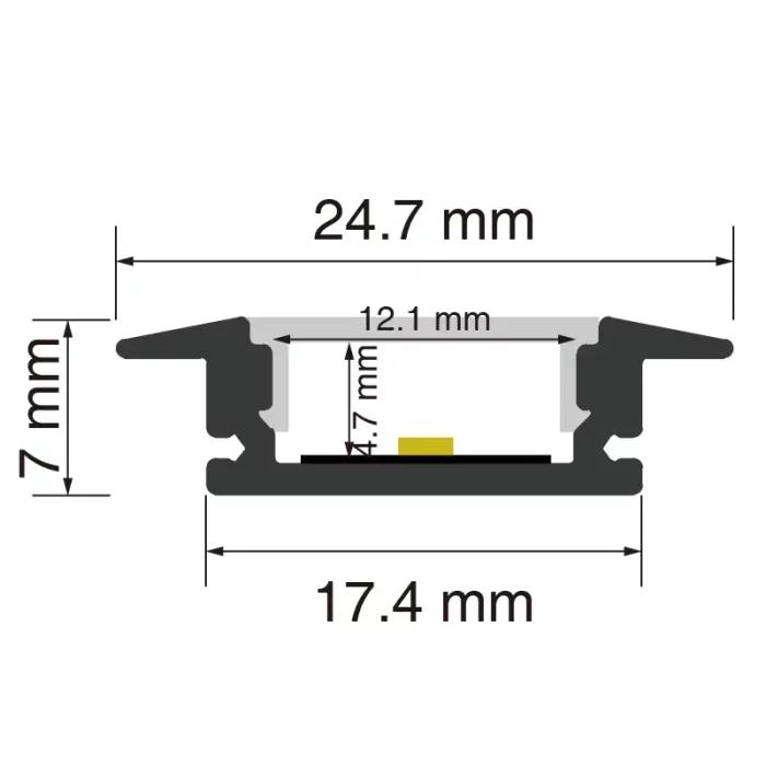 LED Profile L2000×24.7×7mm - SP27-Recessed LED Channel--SP27