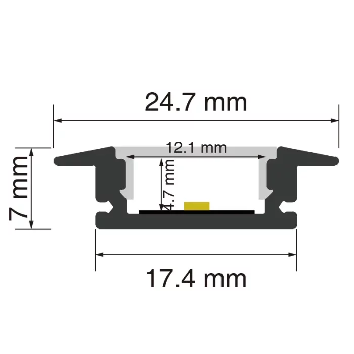 Bayanan Bayani na LED L2000×24.7×7mm - SP27-Recessed LED Channel-SP27