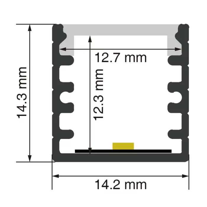 نمایه LED L2000×14.2×14.3mm - کانال آلومینیومی SP28-LED--SP28