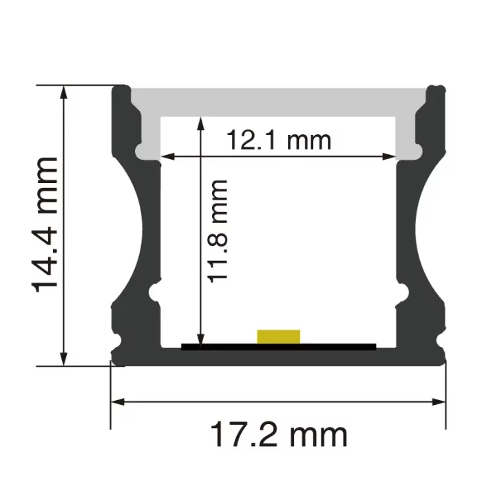 Cainéal stiúir Alúmanam L2000 × 17.2 × 14.4mm - SP31 - Cainéal LED Mount Surface -- SP31