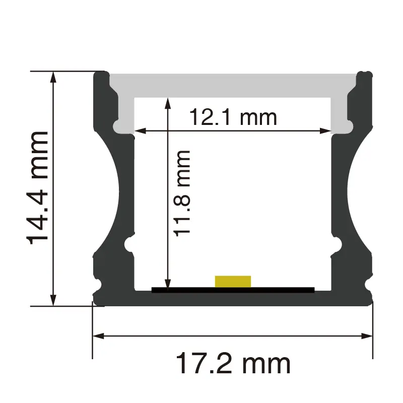 LED-aluminiumkanal L2000×17.2×14.4mm - SP31-Ytmonterad LED-kanal--SP31