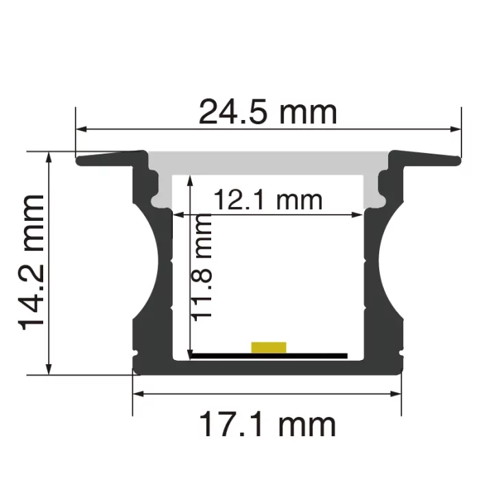 LED Aluminum Channel L2000×24.5×14.2mm - SP32-Recessed LED Channel-SP32