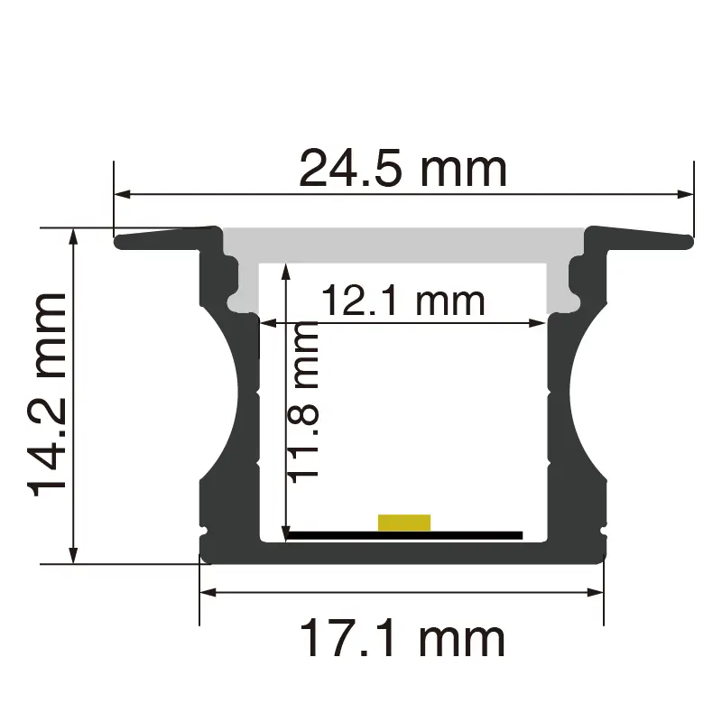 Cainéal stiúir Alúmanam L2000×24.5×14.2mm - SP32-Cainéal LED cuasaithe -- SP32