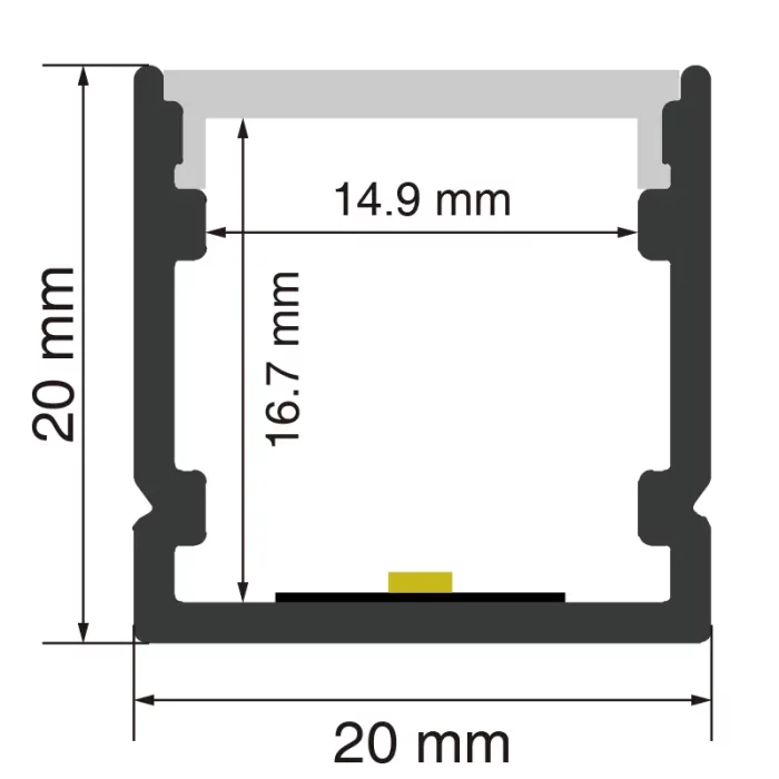 LED Aluminum Channel L2000×20×20mm - SP33-Surface Mount LED Channel--SP33