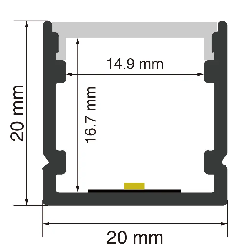 Canal LED de aluminio L2000×20×20mm - SP33-Canal LED de montaxe en superficie--SP33