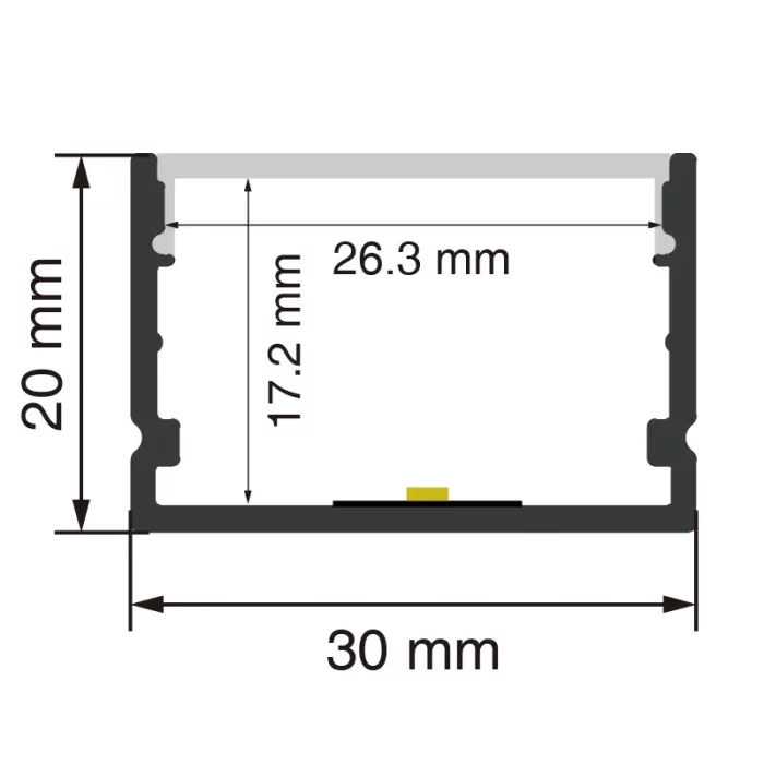LED Aluminum Channel L2000×30×20mm - SP35-Recessed LED Channel--SP35