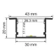 LED Aluminum Channel L2000×43×20mm - SP36-Recessed LED Channel--SP36