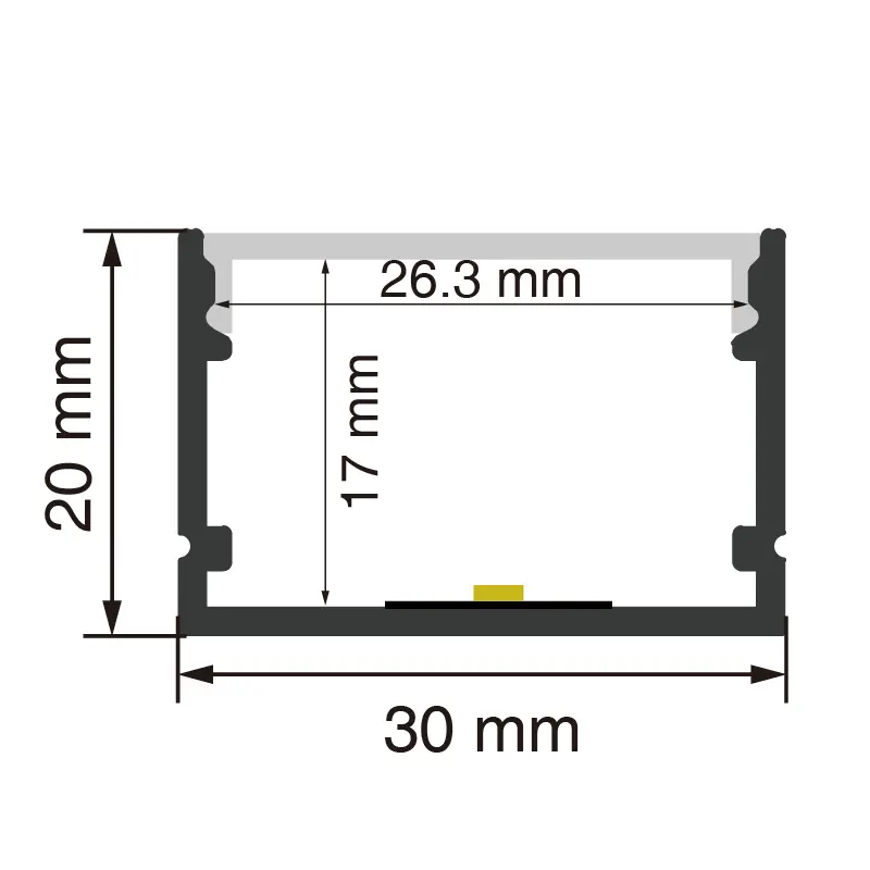 Kanali LED alumini L2000×30×20mm - SP37-Kanali LED i montimit sipërfaqësor--SP37