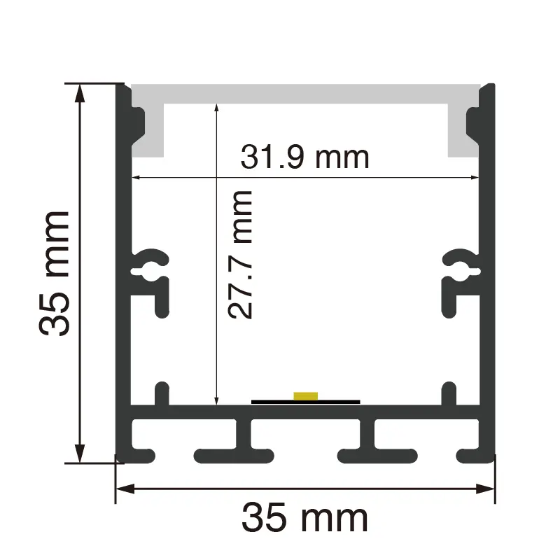 LED-Aluminiumkanal L2000×35×35 mm – SP38 – LED-Einbaukanal – SP38