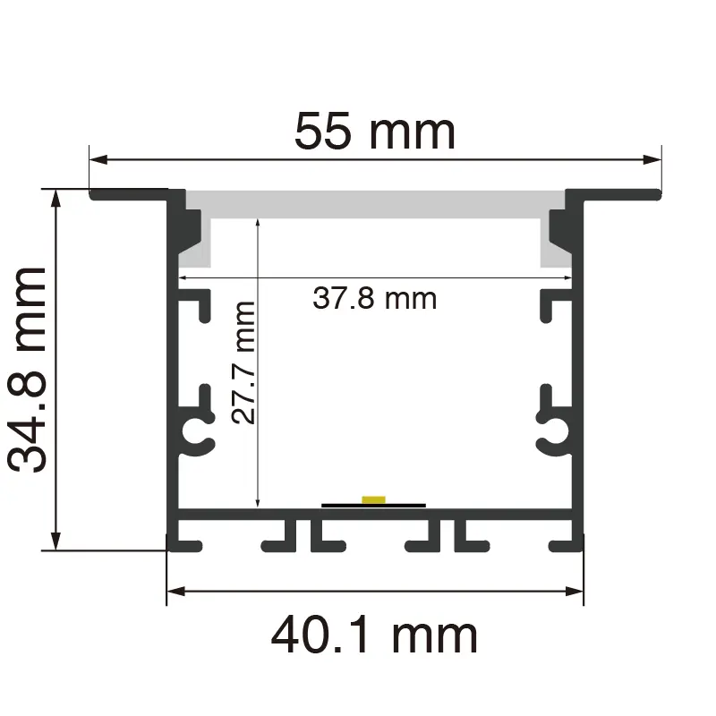 Alavai Alumini ta'ita'i L2000×55×34.8mm - SP41-Fa'aalili Alavai ta'ita'i--SP41