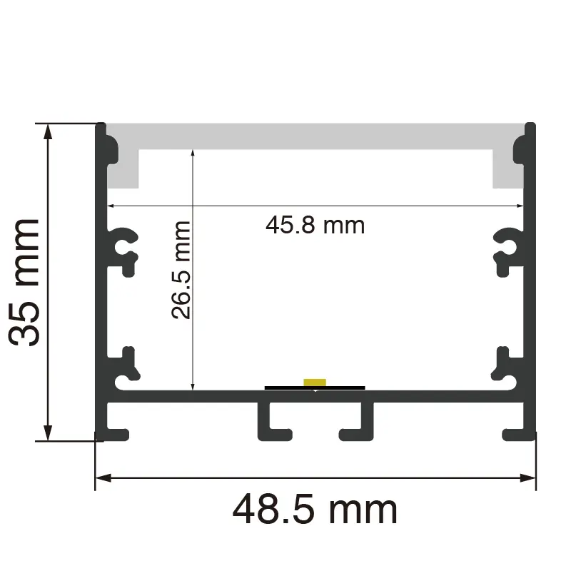 LED-aluminiumkanal L2000×48.5×35 mm - SP42-kantlös infälld LED-kanal--SP42