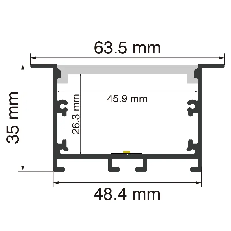 LED Aluminum Channel L2000×63.5×35mm - SP43-Recessed LED Channel--SP43