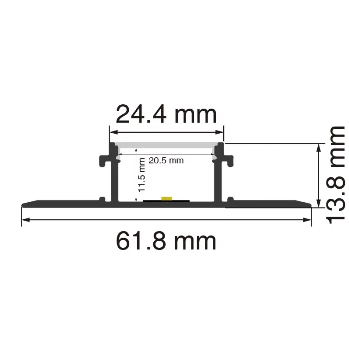 LED პროფილი L2000×61.8×13.8მმ - SP45-ჩაღრმავებული LED არხი--SP45