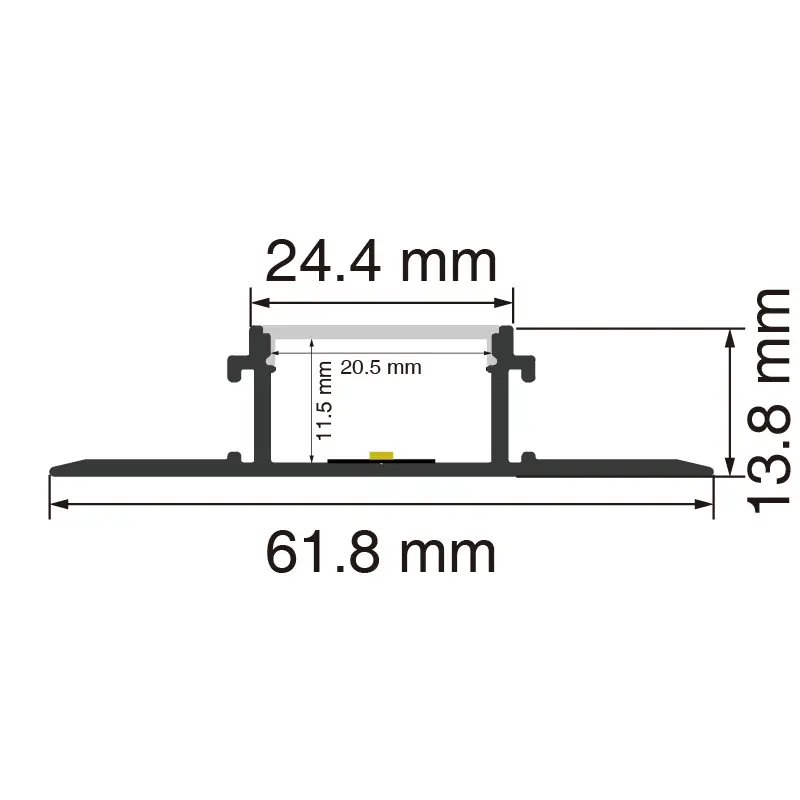 LED профил L2000×61.8×13.8mm - SP45-Вграден LED канал--SP45