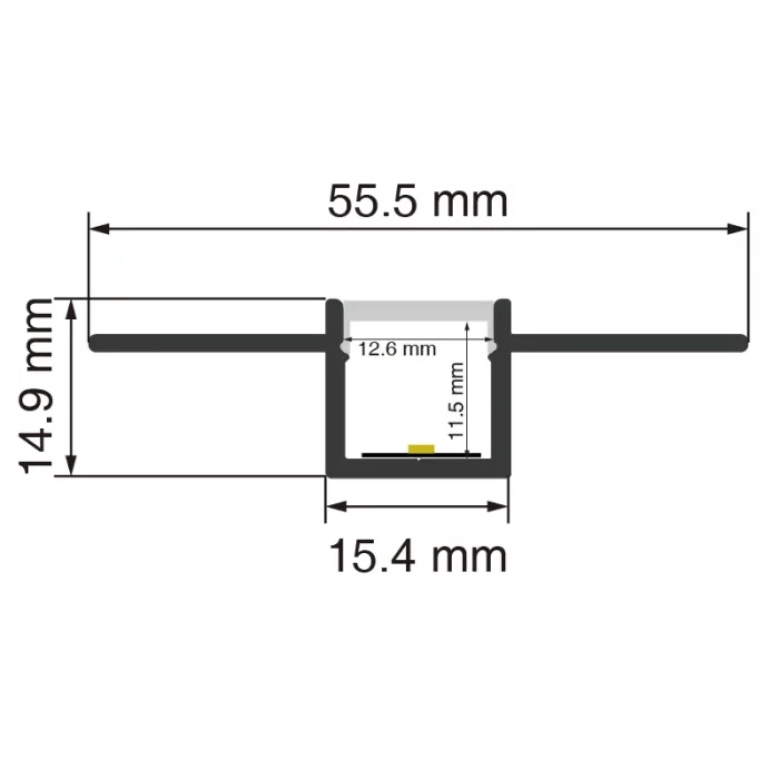 LED aliuminio kanalas L2000 × 55.5 × 14.9 mm - SP46-LED profilis - SP46