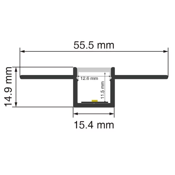 LED Aluminum Channel L2000×55.5×14.9mm - SP46-Recessed LED Channel--SP46