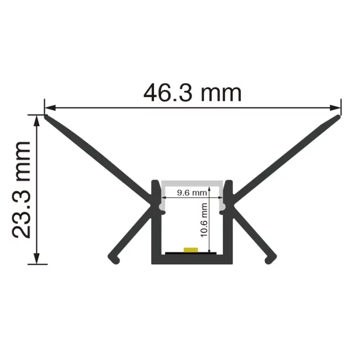 LED Profile L2000×46.27×23.2mm - SP47-LED Aluminum Channel--SP47