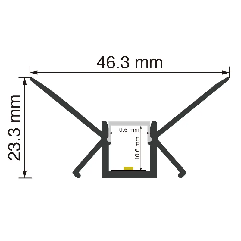 LED-profil L2000×46.27×23.2 mm - SP47-Hörn LED-kanal--SP47