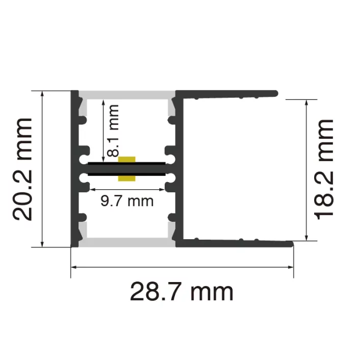 LED অ্যালুমিনিয়াম চ্যানেল L2000×28.7×20.2mm - SP49-LED প্রোফাইল--SP49
