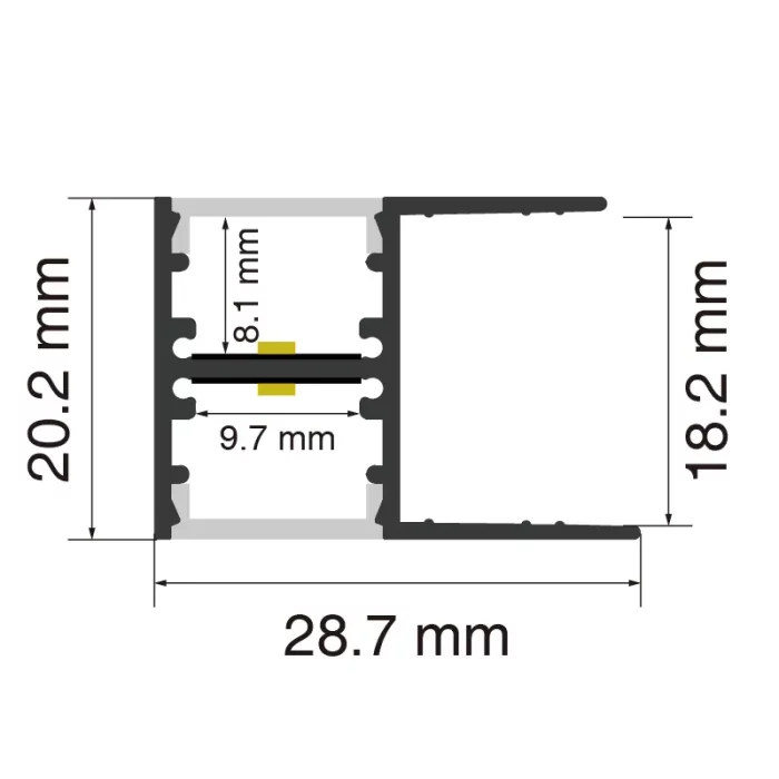 LED એલ્યુમિનિયમ ચેનલ L2000×28.7×20.2mm - SP49-LED એલ્યુમિનિયમ ચેનલ--SP49