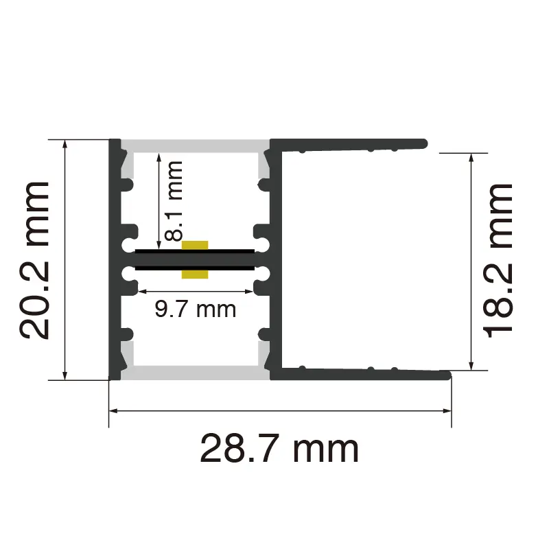 Saluran Aluminium LED L2000×28.7×20.2mm - Profil SP49-LED--SP49