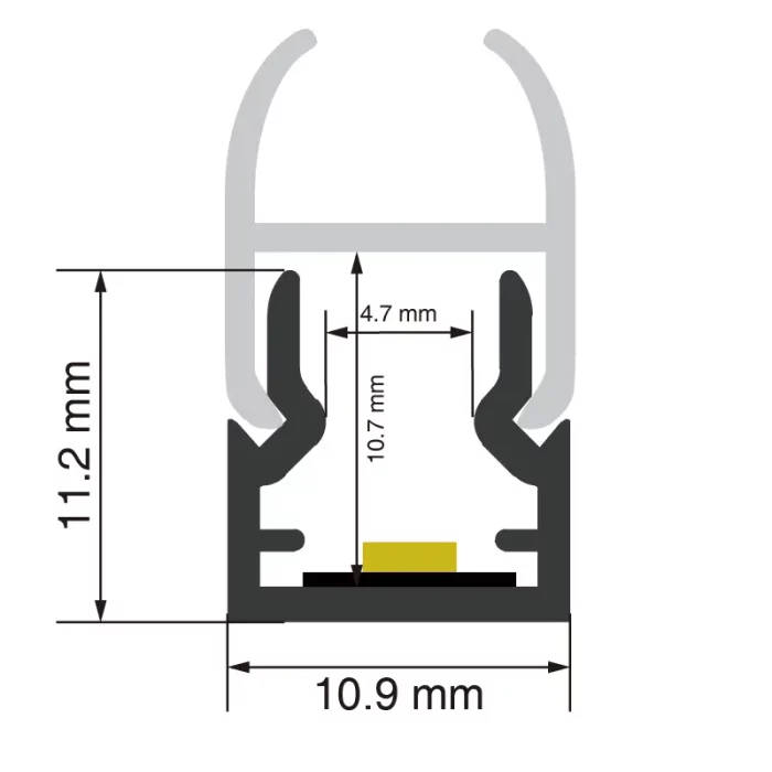 LED aluminiumkanaal L2000 × 10.9 × 11.2 mm - SP50-LED-profyl - SP50