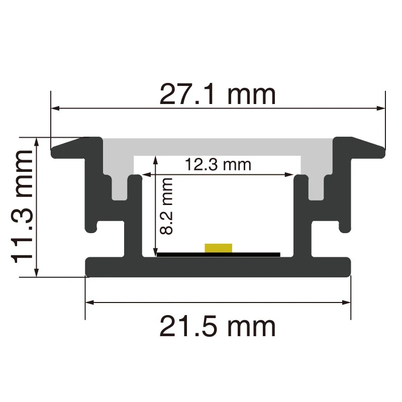 LED Aluminum Profile L2000×27.1×11.3mm - SP51-Recessed LED Channel--SP51