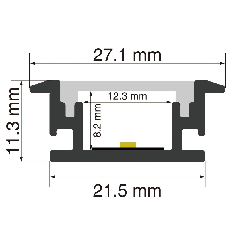 LED-Aluminiumprofil L2000×27.1×11.3 mm – SP51-Decken-LED-Kanal – SP51