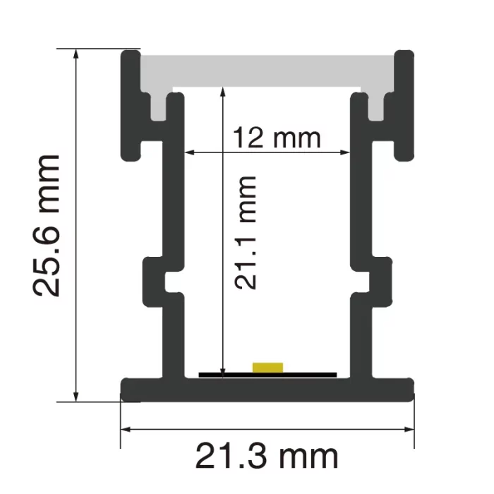 Próifíl Alúmanam faoi stiúir L2000 × 21.3 × 25.6mm - SP52-Cainéal stiúir uasteorainn - SP52