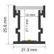 LED Aluminum Profile L2000×21.3×25.6mm - SP52-Ceiling LED channel--SP52