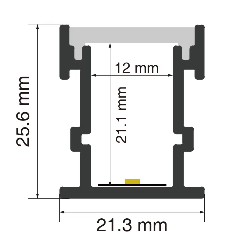 LED-Aluminiumprofil L2000×21.3×25.6 mm – SP52-LED-Profil – SP52