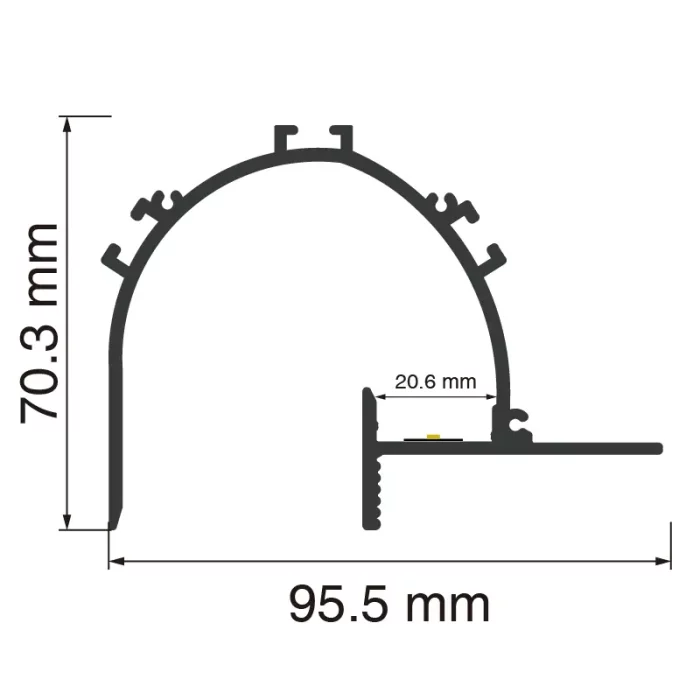 Cainéal LED L2000 × 95.5 × 70.1mm - Cainéal Alúmanam SP53-LED - SP53