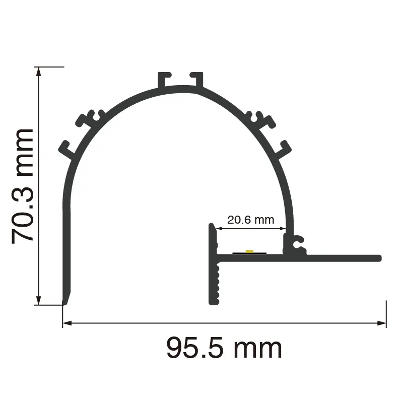 LED kanalas L2000 × 95.5 × 70.1 mm - SP53-LED profilis - SP53