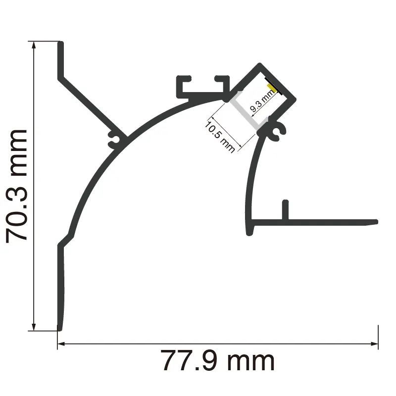 LED kanalas L2000 × 77.9 × 70.3 mm - SP54-LED profilis - SP54