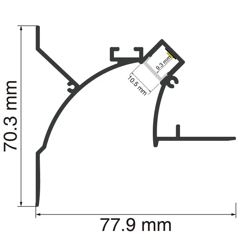 ЛЕД канал Л2000×77.9×70.3мм - СП54-ЛЕД профил--СП54