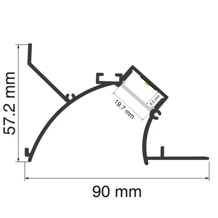 LED ચેનલ L2000×90×57.7mm - SP55-LED પ્રોફાઇલ--SP55