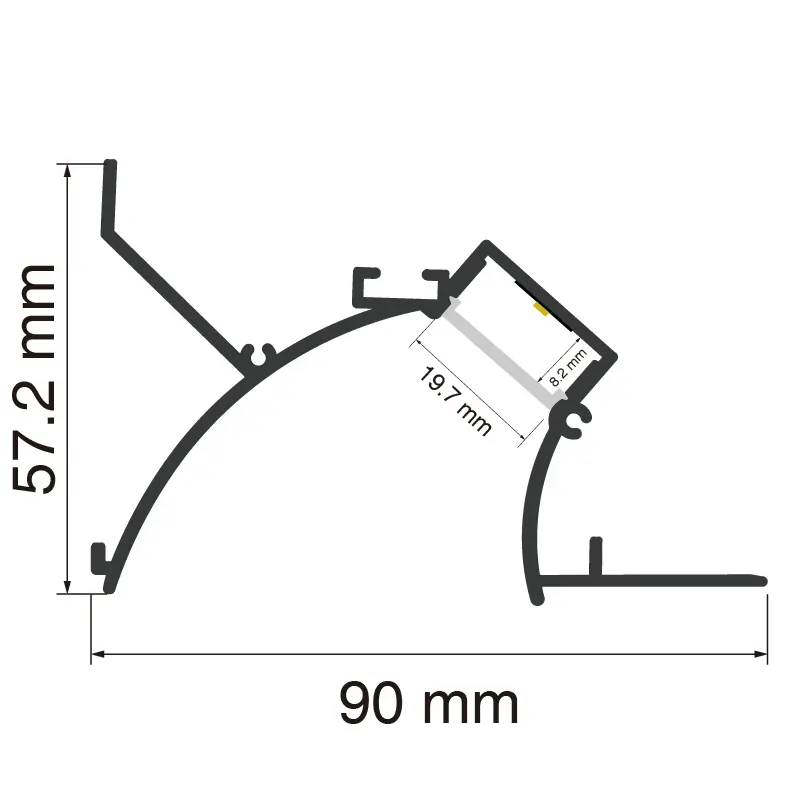 LED kanalas L2000 × 90 × 57.7 mm - SP55-LED profilis - SP55