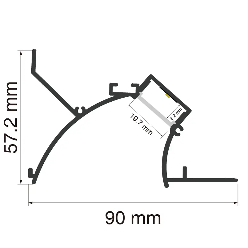 Cainéal LED L2000 × 90 × 57.7mm - Cainéal Alúmanam SP55-LED - SP55