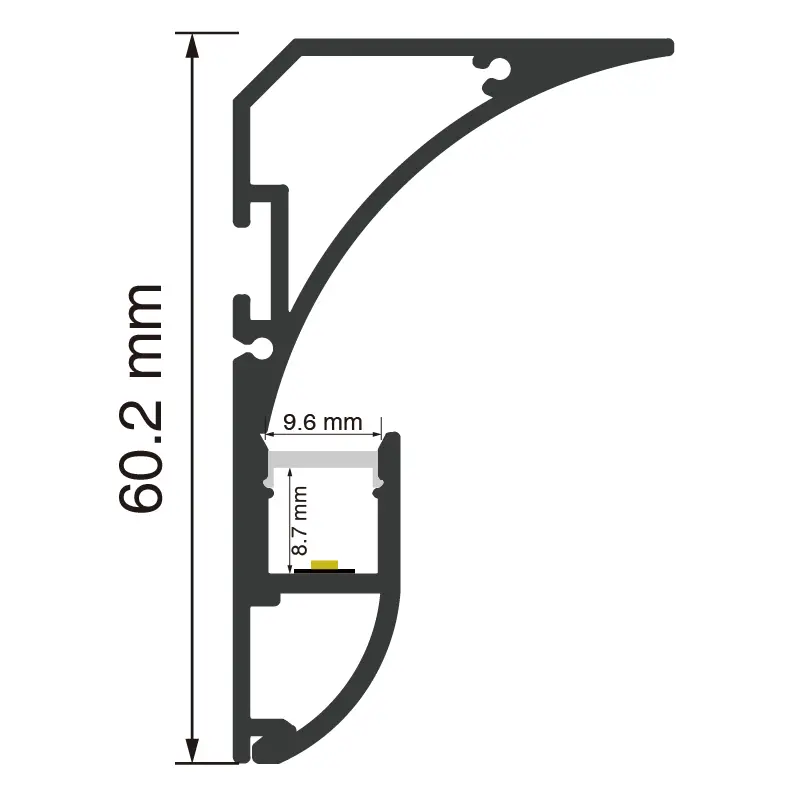 قناة LED L2000 × 36.4 × 69.1 مم - SP57 - قناة LED زاوية - SP57