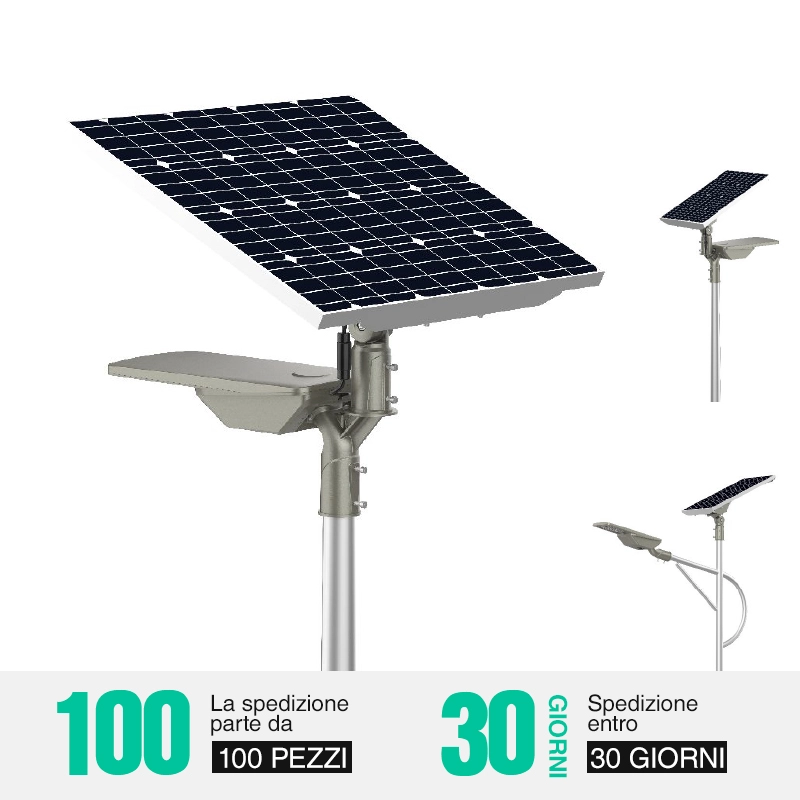 Solarstraßenlaterne, 190 lm/W Effizienz, drehbares Panel, IP66 wasserdicht – LED-Flutlichter – 01