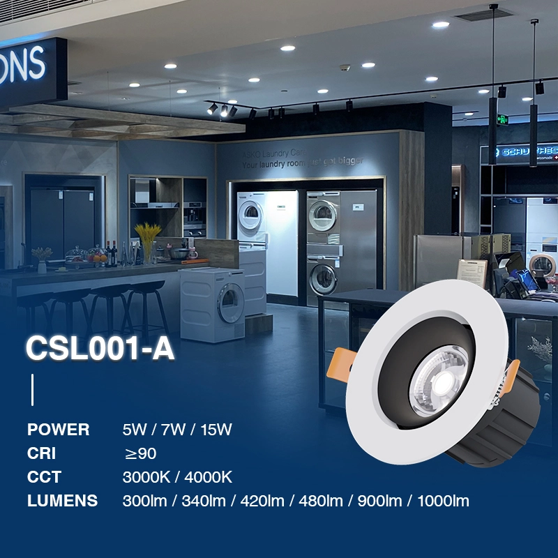 Wpuszczany reflektor LED | Biały | 24° | CRI≥90 | UGR≤19 | PF0.9 | 3 lata gwarancji – Downlight do wbudowania – CSL001-A-02