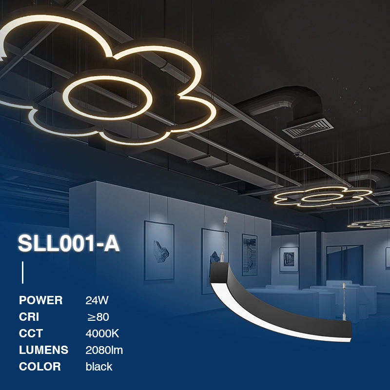 Linear LOGO Light | 1M | 4000K | Black | 110° | CRI≥80 | UGR≤26 | PF0.9| 3 жылдык кепилдик-Сызыктуу шыптын жарыгы--02