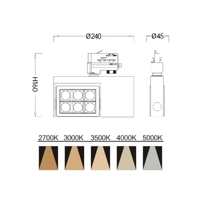 Errendimendu handiko 30W LED pistako argia, 2500lm, kolore anitzeko aukerak, pertsonalizagarriak-Pista argiak--02