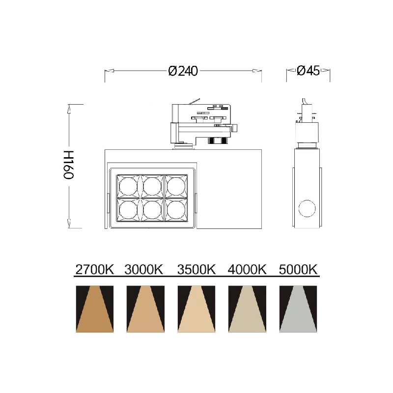 High performance 30W LED Track Light, 2500lm, multi-color options, customizable-Track Lights--02