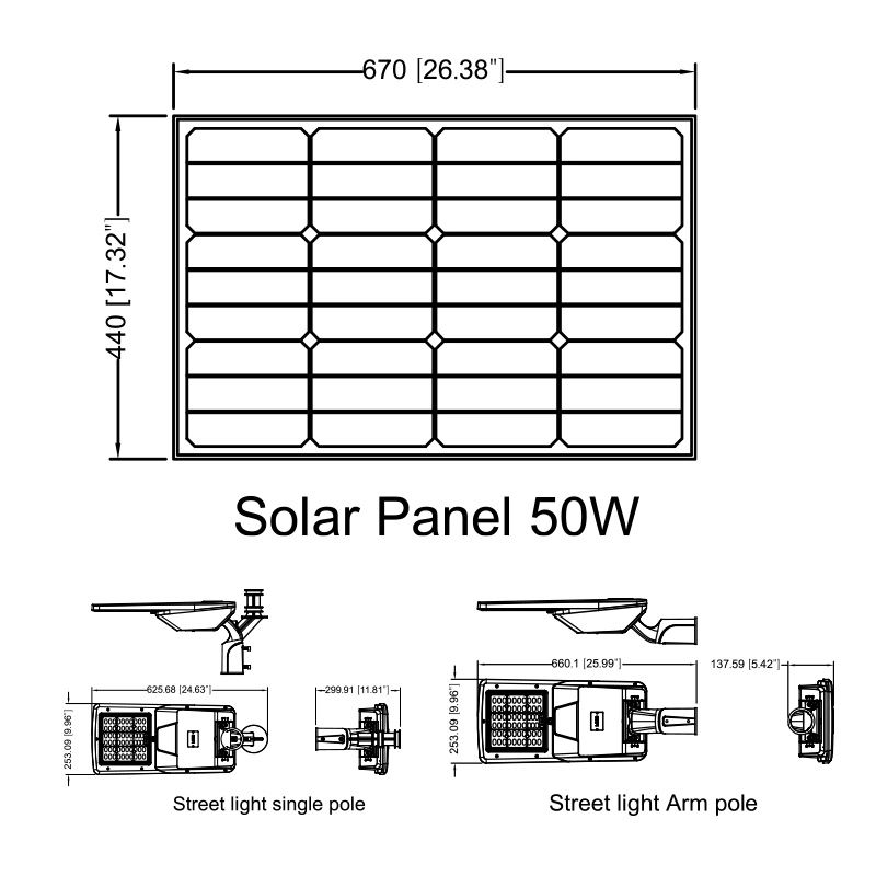 Solarstraßenlaterne, 190 lm/W Effizienz, drehbares Panel, IP66 wasserdicht – LED-Flutlichter – 02