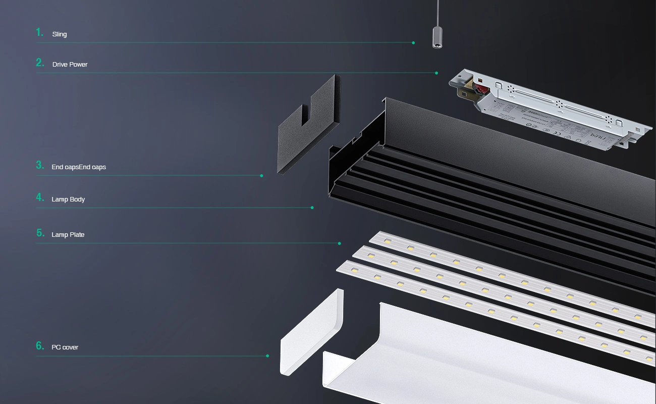 سلسلة MLL004-A - ضوء خطي LED | 4000 الف | 120 درجة | CRI≥80 | UGR ≥30 | PF0.9 | ضمان لمدة 3 سنوات - الإضاءة الخطية المثبتة على السطح - 02 89