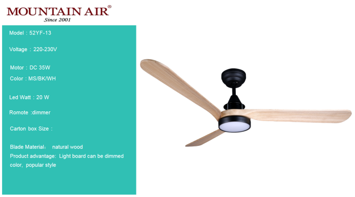 Modern Wood Blade Ceiling Fan 52YF-13 with Dimmable LED Light with Remote Control-Brown Ceiling Fan With Light--131 (2)